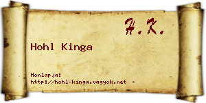 Hohl Kinga névjegykártya